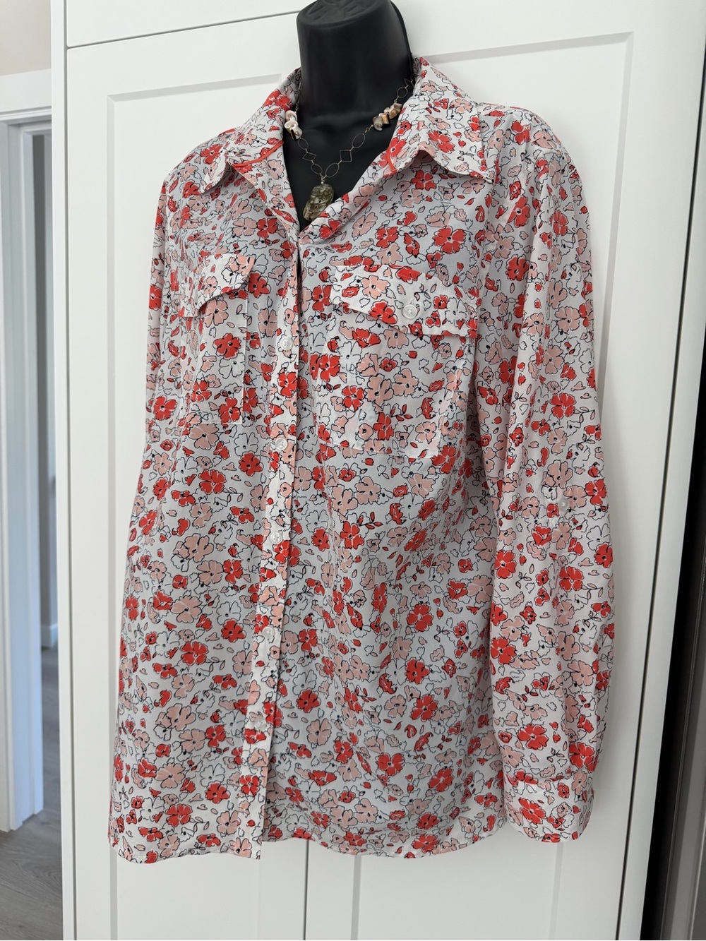 JONES NEW YORK LADIES 1X floral collared button down shirt